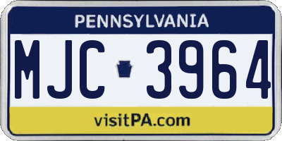 PA license plate MJC3964