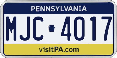 PA license plate MJC4017