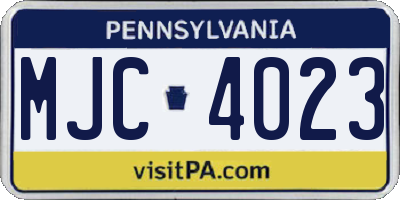 PA license plate MJC4023