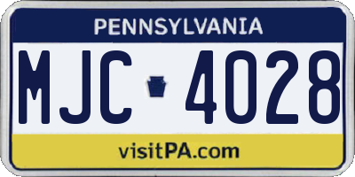PA license plate MJC4028