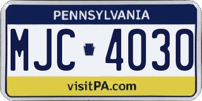 PA license plate MJC4030