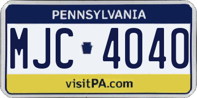 PA license plate MJC4040