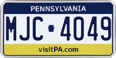 PA license plate MJC4049