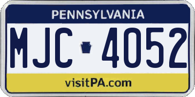 PA license plate MJC4052