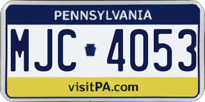 PA license plate MJC4053