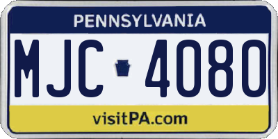 PA license plate MJC4080