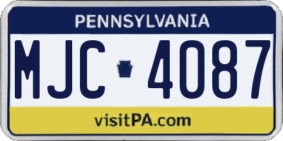 PA license plate MJC4087