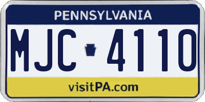 PA license plate MJC4110