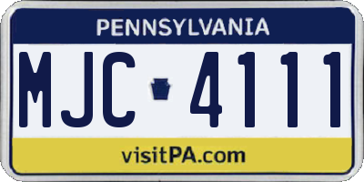 PA license plate MJC4111