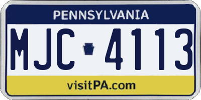 PA license plate MJC4113