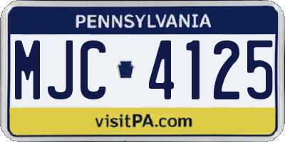 PA license plate MJC4125