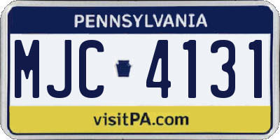 PA license plate MJC4131