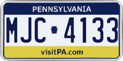 PA license plate MJC4133