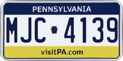 PA license plate MJC4139