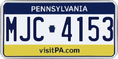 PA license plate MJC4153