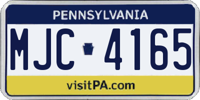 PA license plate MJC4165