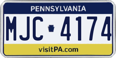 PA license plate MJC4174