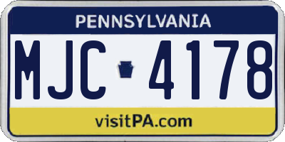 PA license plate MJC4178