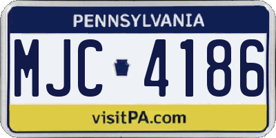 PA license plate MJC4186