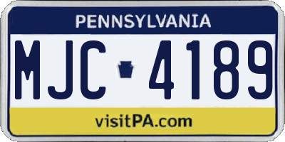 PA license plate MJC4189