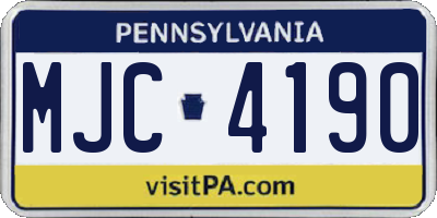 PA license plate MJC4190