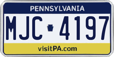PA license plate MJC4197