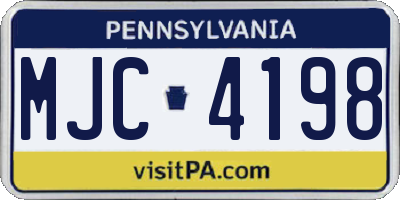 PA license plate MJC4198