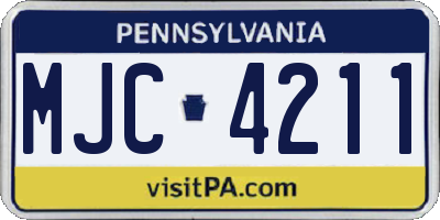 PA license plate MJC4211