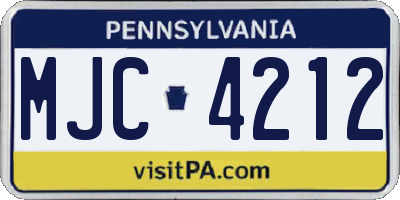 PA license plate MJC4212