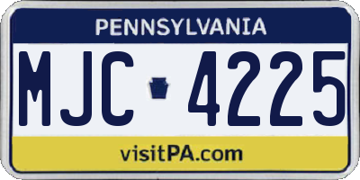PA license plate MJC4225