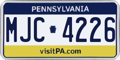 PA license plate MJC4226