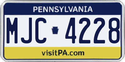 PA license plate MJC4228
