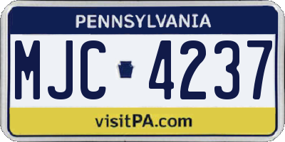 PA license plate MJC4237