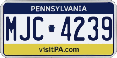 PA license plate MJC4239