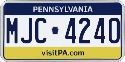 PA license plate MJC4240