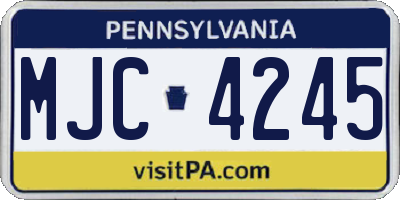 PA license plate MJC4245