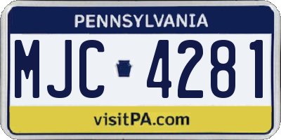 PA license plate MJC4281
