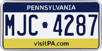 PA license plate MJC4287