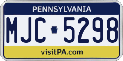PA license plate MJC5298