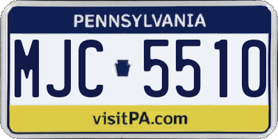 PA license plate MJC5510