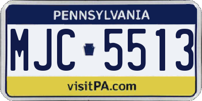 PA license plate MJC5513