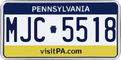 PA license plate MJC5518