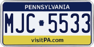 PA license plate MJC5533