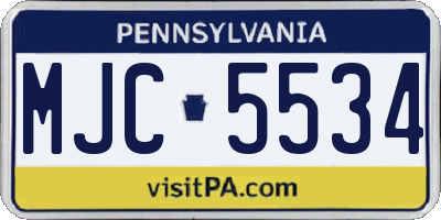 PA license plate MJC5534