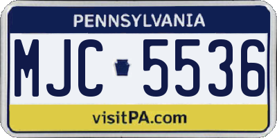 PA license plate MJC5536