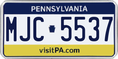 PA license plate MJC5537