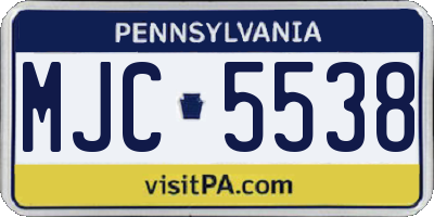 PA license plate MJC5538