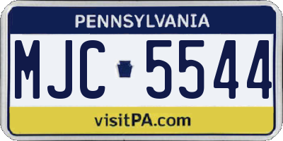PA license plate MJC5544