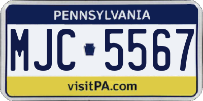 PA license plate MJC5567