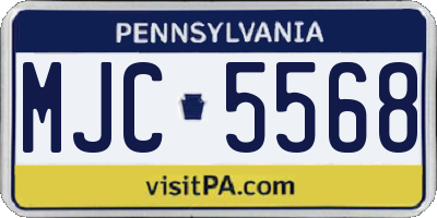 PA license plate MJC5568